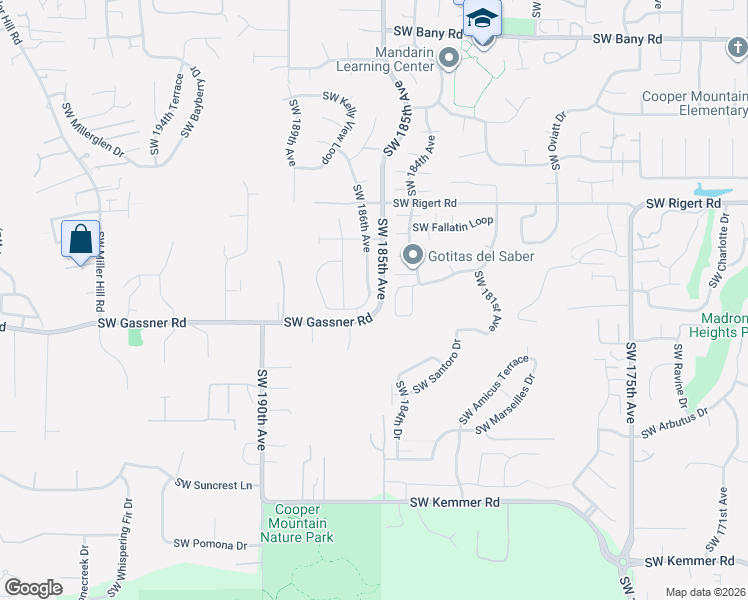 map of restaurants, bars, coffee shops, grocery stores, and more near 8422 Southwest 186th Avenue in Beaverton
