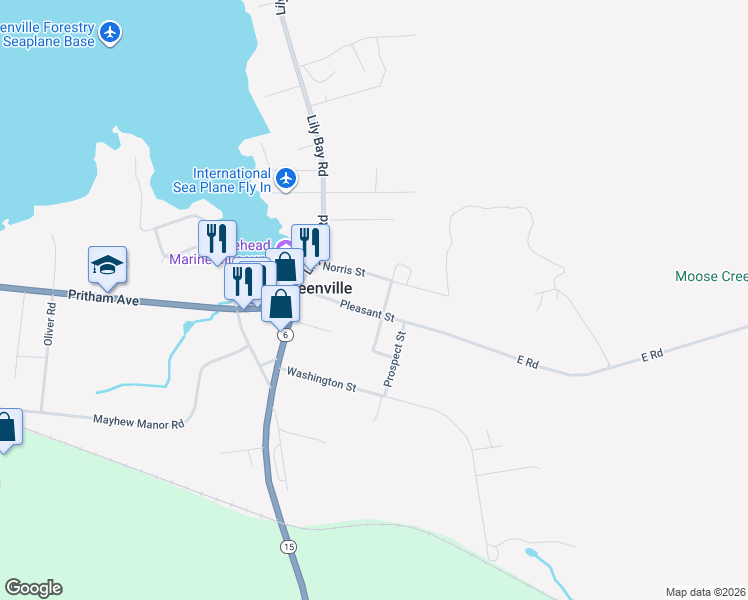 map of restaurants, bars, coffee shops, grocery stores, and more near 30 Pleasant Street in Greenville