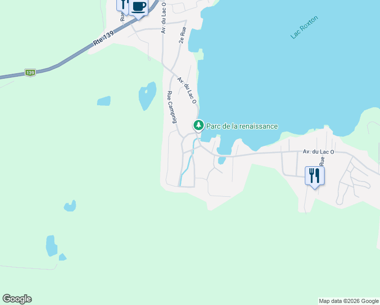 map of restaurants, bars, coffee shops, grocery stores, and more near 685 Avenue Bernier in Roxton Pond