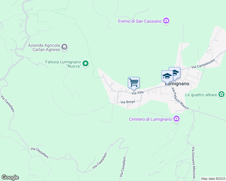 map of restaurants, bars, coffee shops, grocery stores, and more near 31 Via Borgo in Lumignano