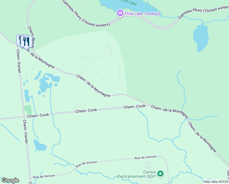 map of restaurants, bars, coffee shops, grocery stores, and more near 1094 Chemin de la Montagne in Gatineau