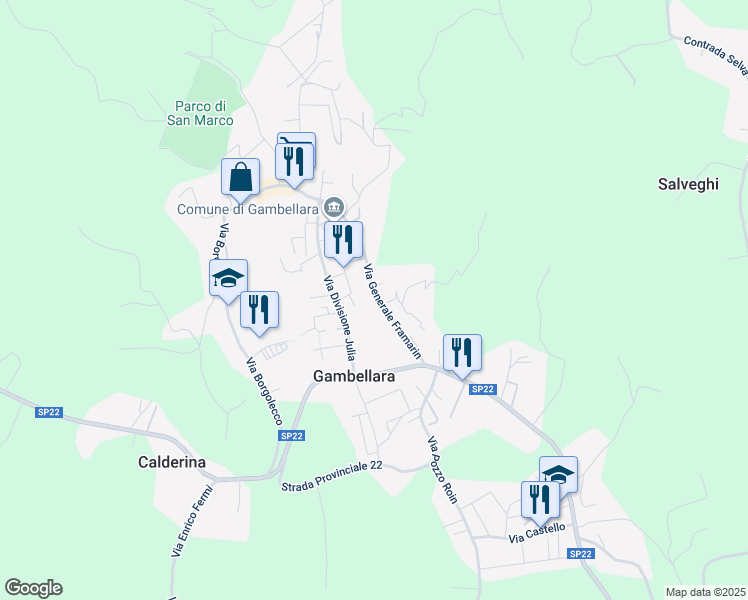 map of restaurants, bars, coffee shops, grocery stores, and more near 8 Via Generale Framarin in Gambellara