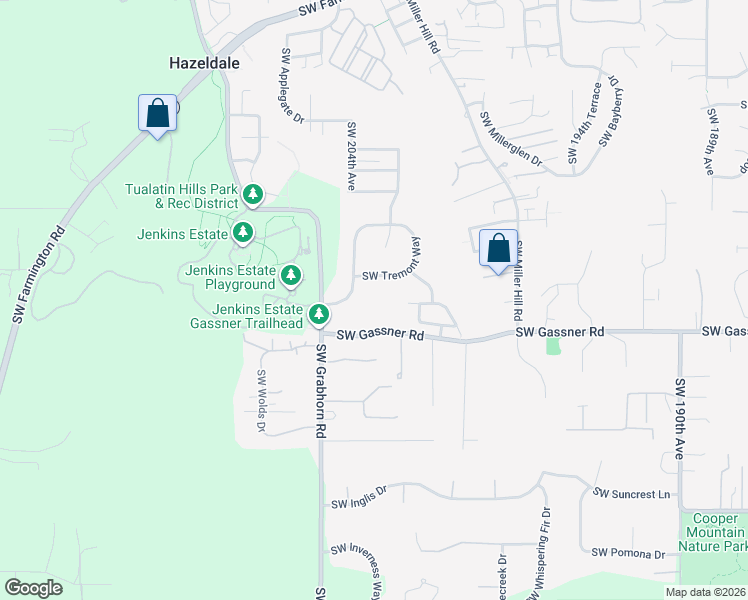 map of restaurants, bars, coffee shops, grocery stores, and more near 20315 Southwest Gassner Road in Beaverton