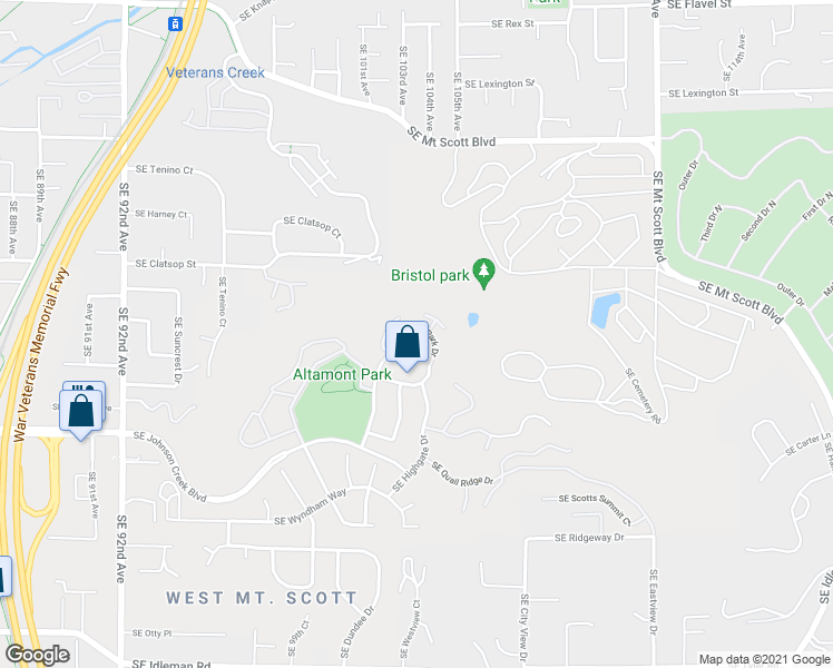 map of restaurants, bars, coffee shops, grocery stores, and more near 8598 Southeast Bristol Park Drive in Happy Valley