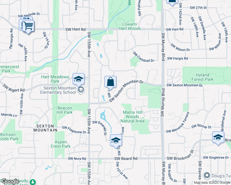 map of restaurants, bars, coffee shops, grocery stores, and more near 15104 Southwest Garnet Court in Beaverton