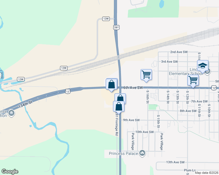 map of restaurants, bars, coffee shops, grocery stores, and more near 2001 134th Street in Aberdeen