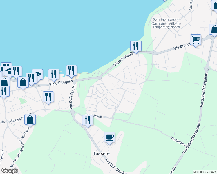 map of restaurants, bars, coffee shops, grocery stores, and more near 17 Via Giulio Cesare in Desenzano del Garda
