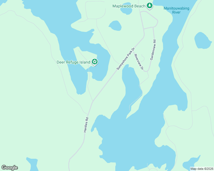 map of restaurants, bars, coffee shops, grocery stores, and more near 9 Sunnyshore Park Drive in Parry Sound