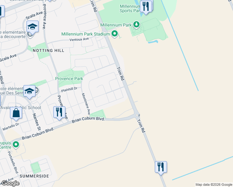 map of restaurants, bars, coffee shops, grocery stores, and more near 2209 Angelica Avenue in Ottawa