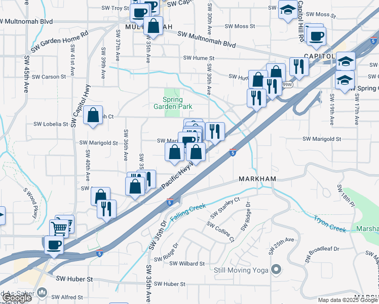 map of restaurants, bars, coffee shops, grocery stores, and more near in Portland