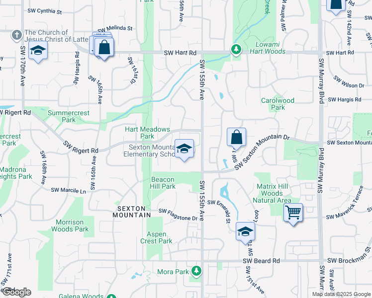 map of restaurants, bars, coffee shops, grocery stores, and more near 15645 Southwest Sexton Mountain Drive in Beaverton