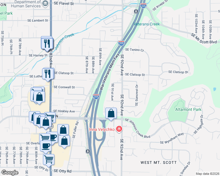 map of restaurants, bars, coffee shops, grocery stores, and more near 8713 Southeast 91st Avenue in Happy Valley