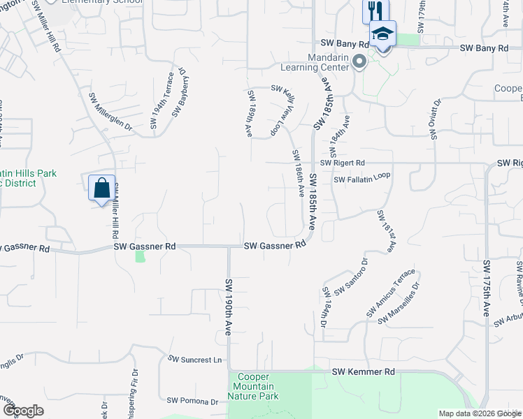 map of restaurants, bars, coffee shops, grocery stores, and more near 18798 Southwest Marko Lane in Beaverton