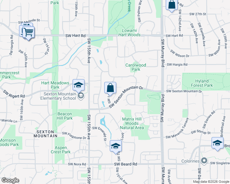 map of restaurants, bars, coffee shops, grocery stores, and more near 15110 Southwest Gibraltar Court in Beaverton