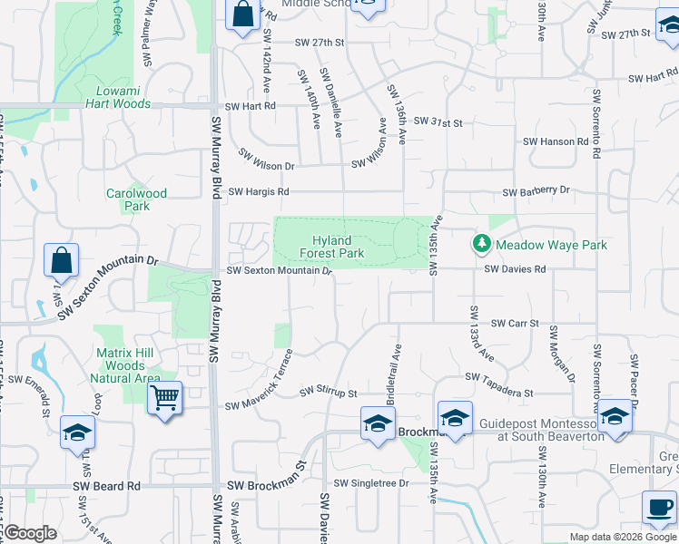 map of restaurants, bars, coffee shops, grocery stores, and more near 8260 Southwest Secretariat Terrace in Beaverton