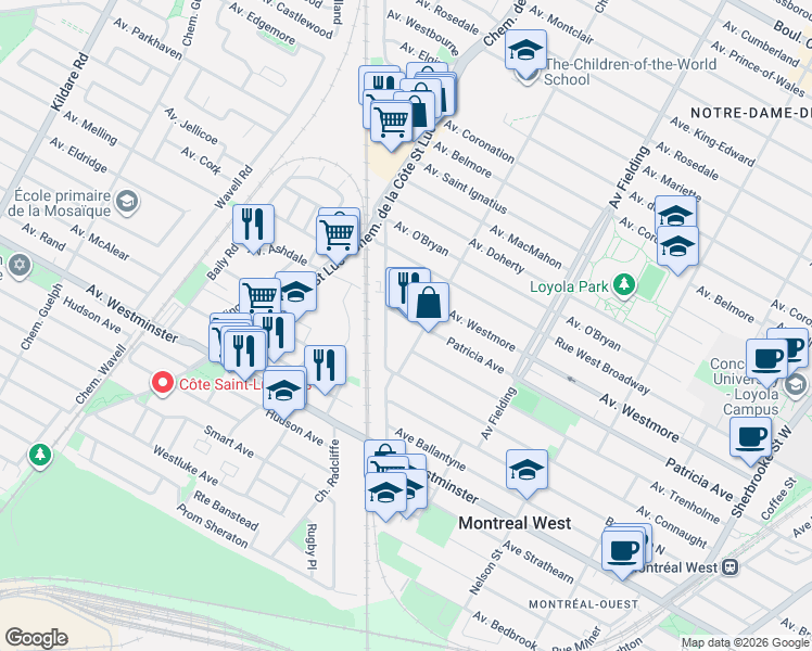 map of restaurants, bars, coffee shops, grocery stores, and more near 5322 Patricia Avenue in Montrã©Al