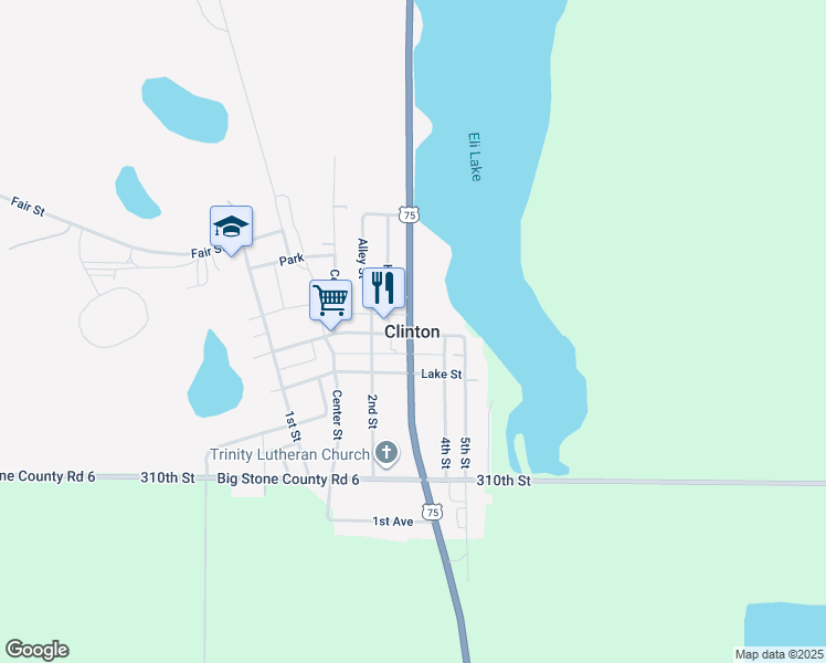 map of restaurants, bars, coffee shops, grocery stores, and more near in Clinton