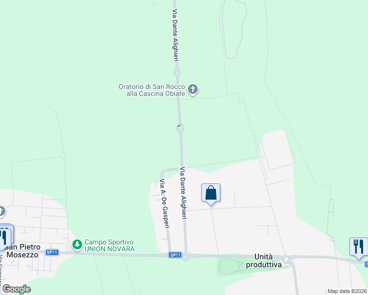 map of restaurants, bars, coffee shops, grocery stores, and more near 32 Via Dante Alighieri in Unita' Produttiva