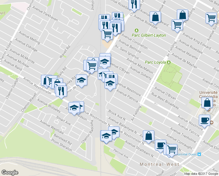 map of restaurants, bars, coffee shops, grocery stores, and more near 5340 Patricia Avenue in Montrã©Al