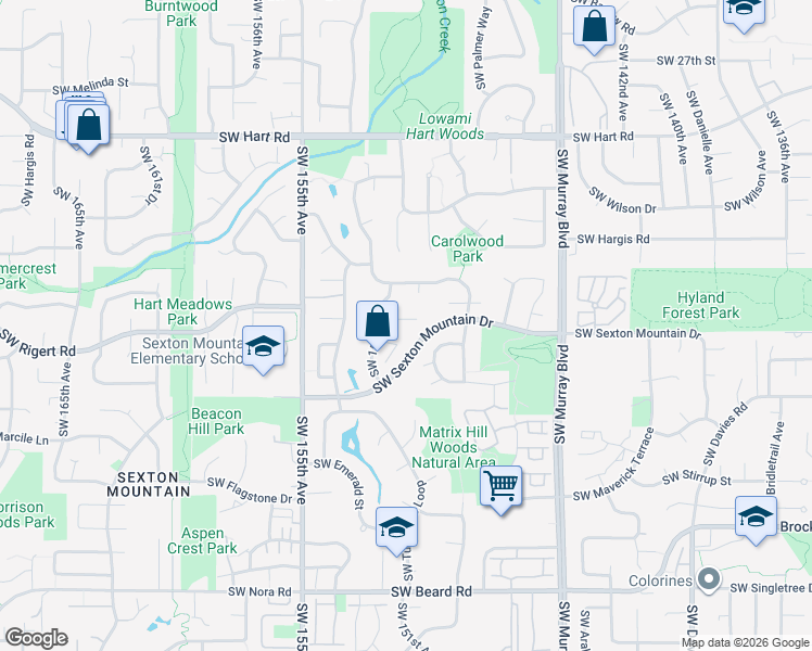 map of restaurants, bars, coffee shops, grocery stores, and more near 15110 Southwest Gibraltar Court in Beaverton