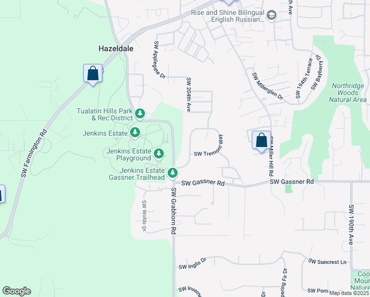 map of restaurants, bars, coffee shops, grocery stores, and more near 20431 Southwest Tremont Way in Beaverton