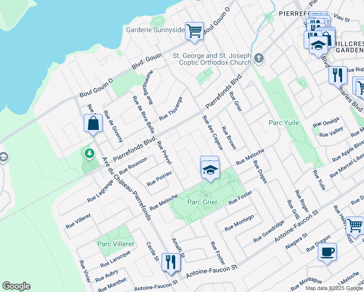 map of restaurants, bars, coffee shops, grocery stores, and more near 4717 Rue Nuckle in Montréal