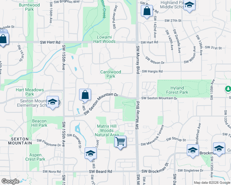 map of restaurants, bars, coffee shops, grocery stores, and more near 14830 Southwest Vulcan Court in Beaverton