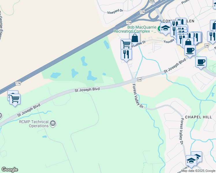 map of restaurants, bars, coffee shops, grocery stores, and more near 975 Saint Joseph Boulevard in Ottawa