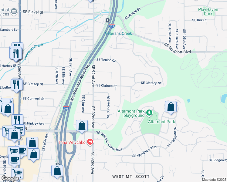 map of restaurants, bars, coffee shops, grocery stores, and more near 9341 Southeast Suncrest Drive in Happy Valley
