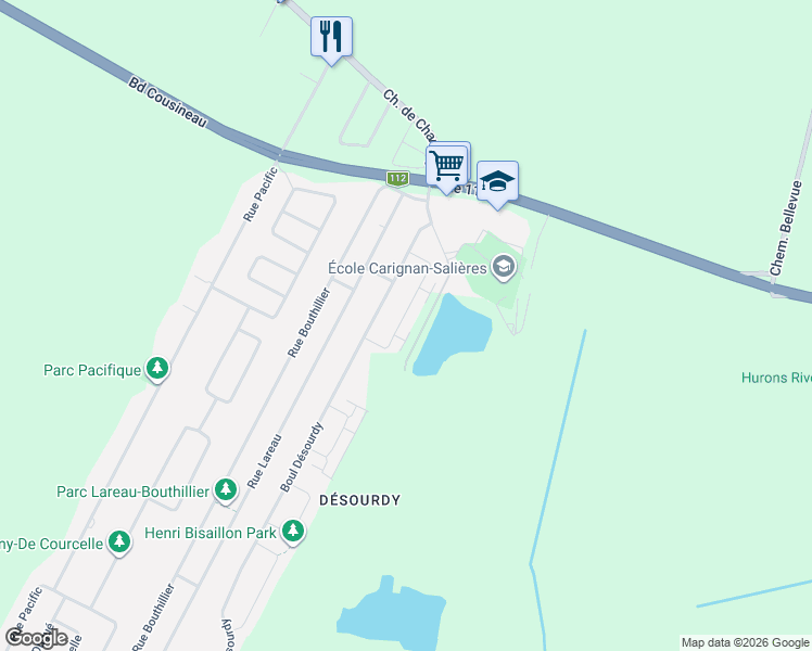 map of restaurants, bars, coffee shops, grocery stores, and more near 3139 Rue des Galets in Carignan