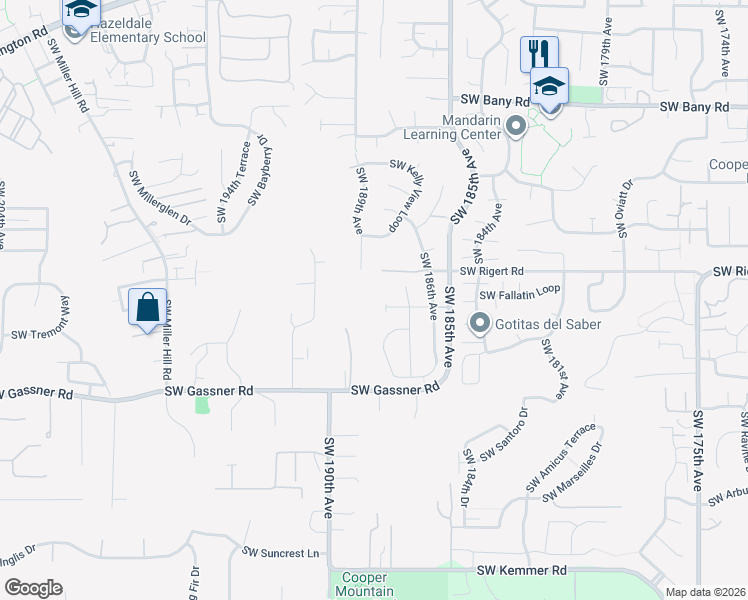 map of restaurants, bars, coffee shops, grocery stores, and more near 18798 Southwest Marko Lane in Beaverton