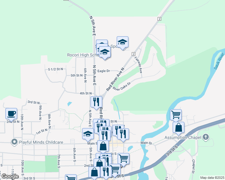 map of restaurants, bars, coffee shops, grocery stores, and more near 402 County Road 2 in Cold Spring