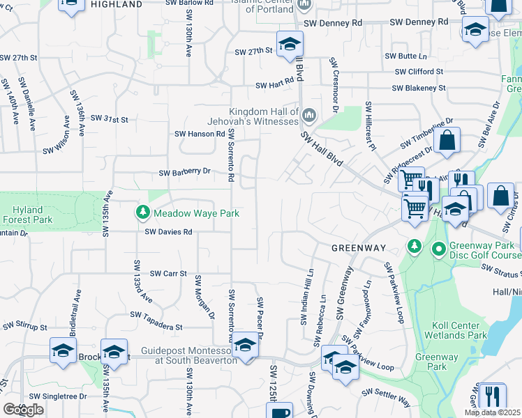 map of restaurants, bars, coffee shops, grocery stores, and more near 8175 Southwest Connemara Terrace in Beaverton
