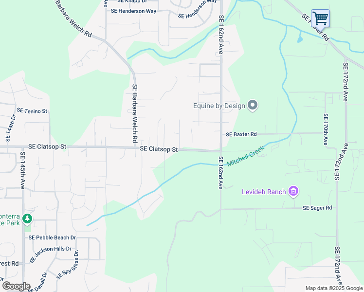 map of restaurants, bars, coffee shops, grocery stores, and more near 15743 Southeast Clatsop Street in Portland