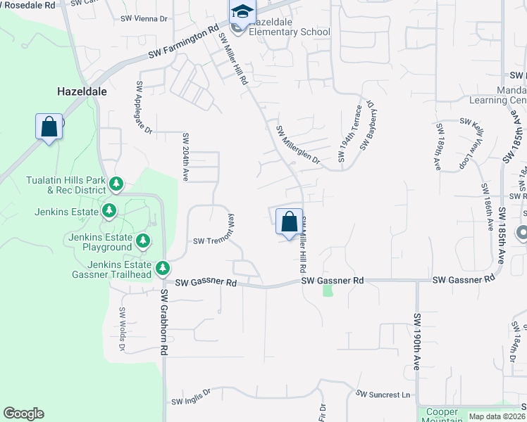 map of restaurants, bars, coffee shops, grocery stores, and more near 7885 Southwest Miller Hill Road in Beaverton