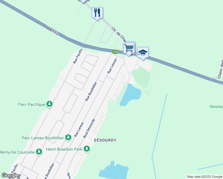 map of restaurants, bars, coffee shops, grocery stores, and more near 2961 Boulevard Désourdy in Carignan