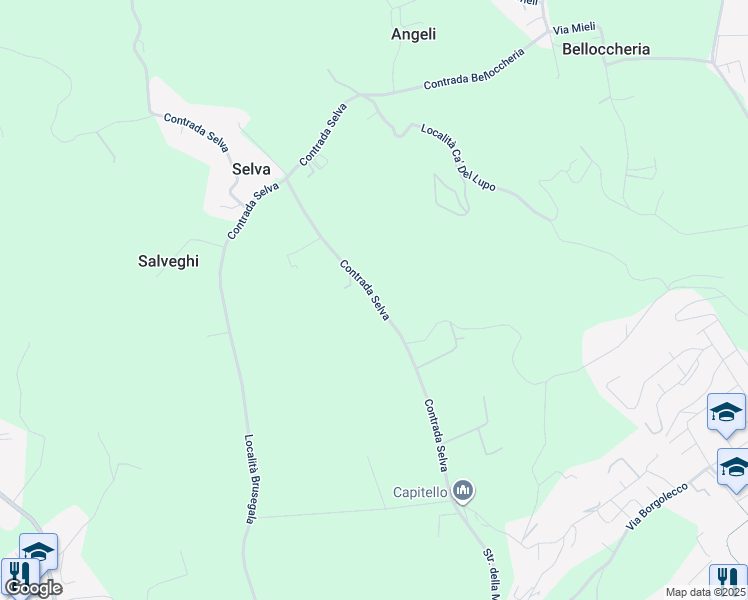 map of restaurants, bars, coffee shops, grocery stores, and more near 163 Contrada Selva in Provincia di Vicenza