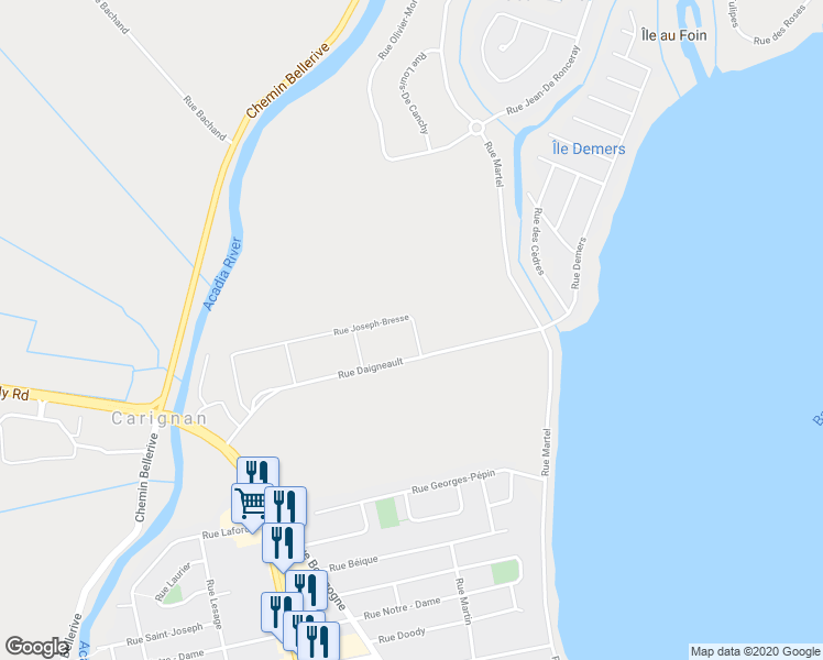 map of restaurants, bars, coffee shops, grocery stores, and more near 23 Rue Joseph Bresse in Chambly
