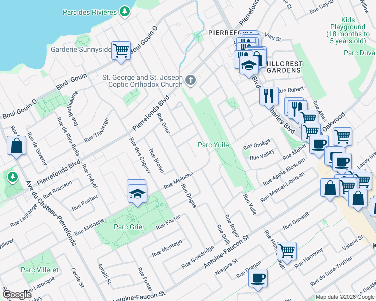 map of restaurants, bars, coffee shops, grocery stores, and more near 4766 Rue Gaston in Montréal