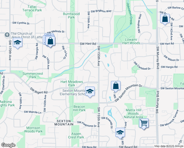 map of restaurants, bars, coffee shops, grocery stores, and more near 8025 Southwest Barnard Drive in Beaverton