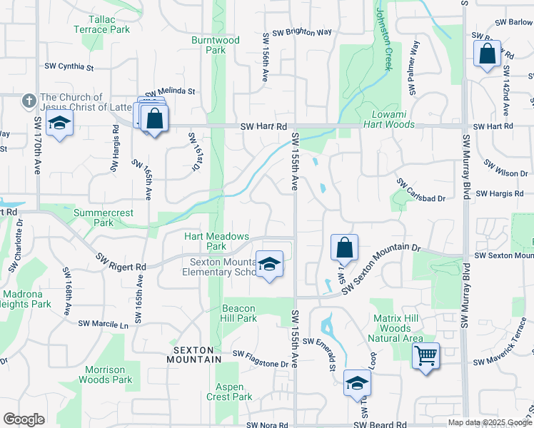 map of restaurants, bars, coffee shops, grocery stores, and more near 8025 Southwest Barnard Drive in Beaverton