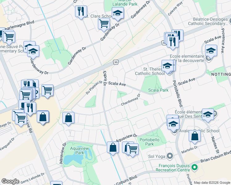 map of restaurants, bars, coffee shops, grocery stores, and more near 2081 Ricardo Street in Ottawa