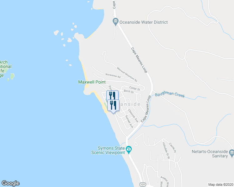 map of restaurants, bars, coffee shops, grocery stores, and more near 1680 Chinook Avenue in Tillamook
