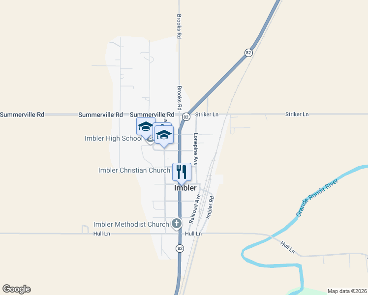 map of restaurants, bars, coffee shops, grocery stores, and more near 610 Ruckman Avenue in Imbler