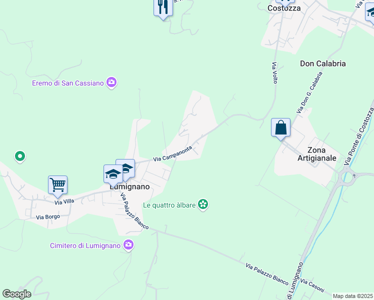 map of restaurants, bars, coffee shops, grocery stores, and more near 19 Via Campanonta in Lumignano