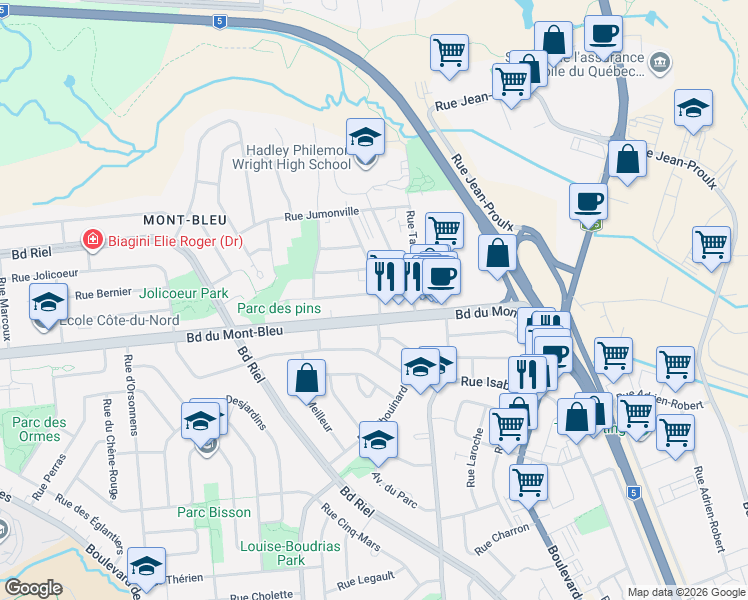 map of restaurants, bars, coffee shops, grocery stores, and more near 37 Rue Lucien-Brault in Gatineau