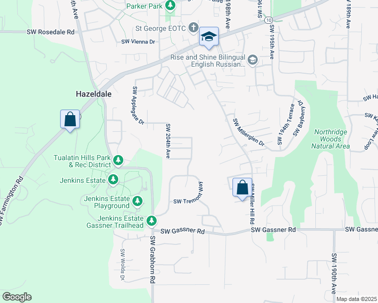 map of restaurants, bars, coffee shops, grocery stores, and more near 7784 Southwest Charles Terrace in Beaverton