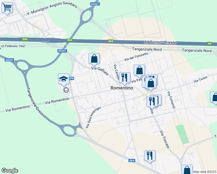 map of restaurants, bars, coffee shops, grocery stores, and more near 10 Via Nazario Sauro in Romentino
