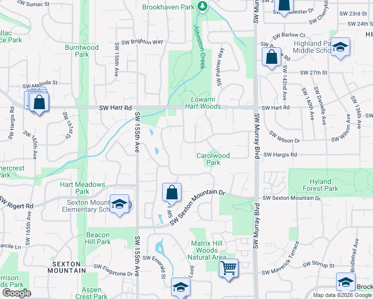 map of restaurants, bars, coffee shops, grocery stores, and more near 7780 Southwest 149th Avenue in Beaverton