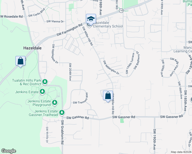 map of restaurants, bars, coffee shops, grocery stores, and more near 7839 Southwest Thornbridge Terrace in Beaverton